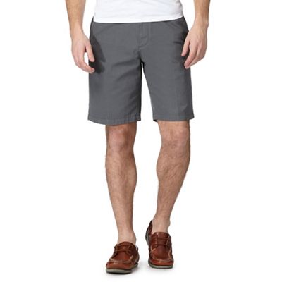 Dark grey textured chino shorts